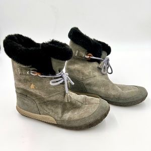 Cushe Fireside Winter Boots Gray Suede Womens Lace Up Faux Fur Waterproof Sz 11